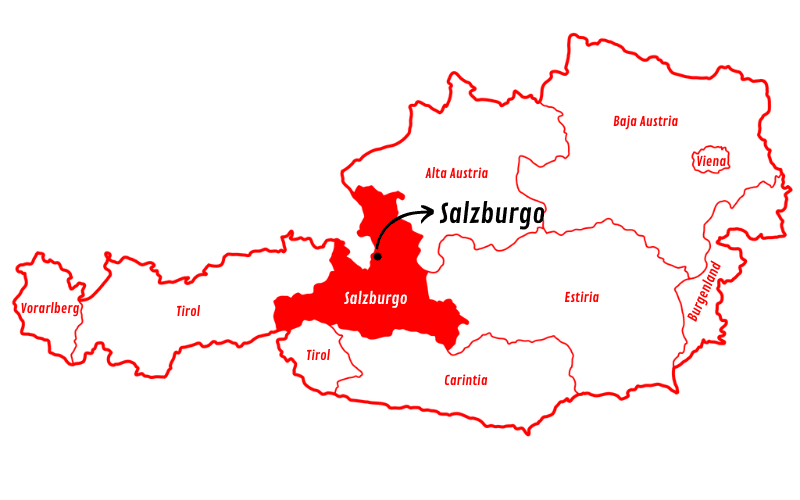 mapa de Salzburgo, en Salzburgo
