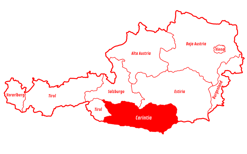 mapa de Carintia en Austria