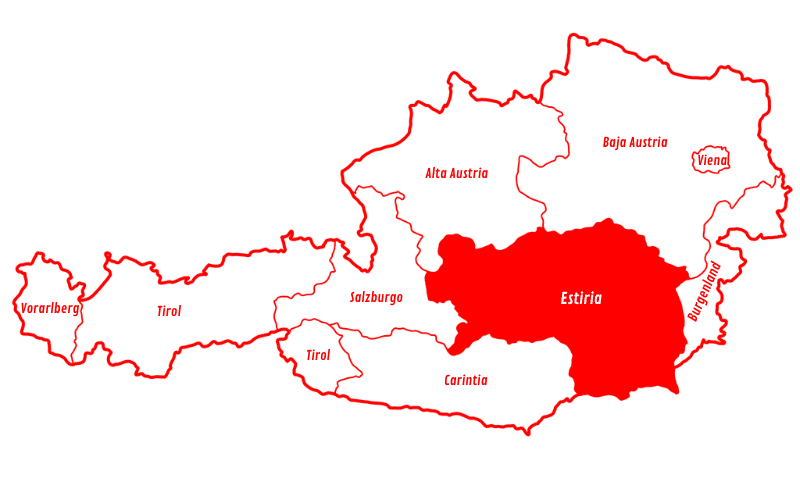 mapa de Estiria en Austria