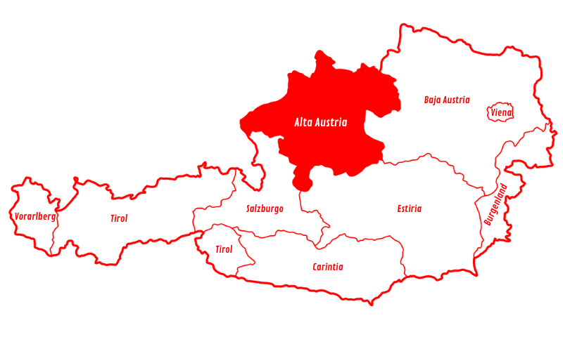 mapa de Alta Austria en Austria