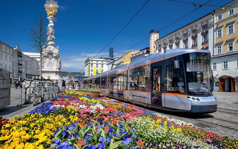 Tranvía, un transporte público en Linz