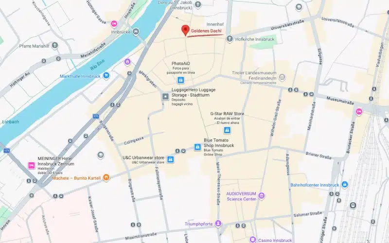 mapa Tejado Dorado de Innsbruck como llegar